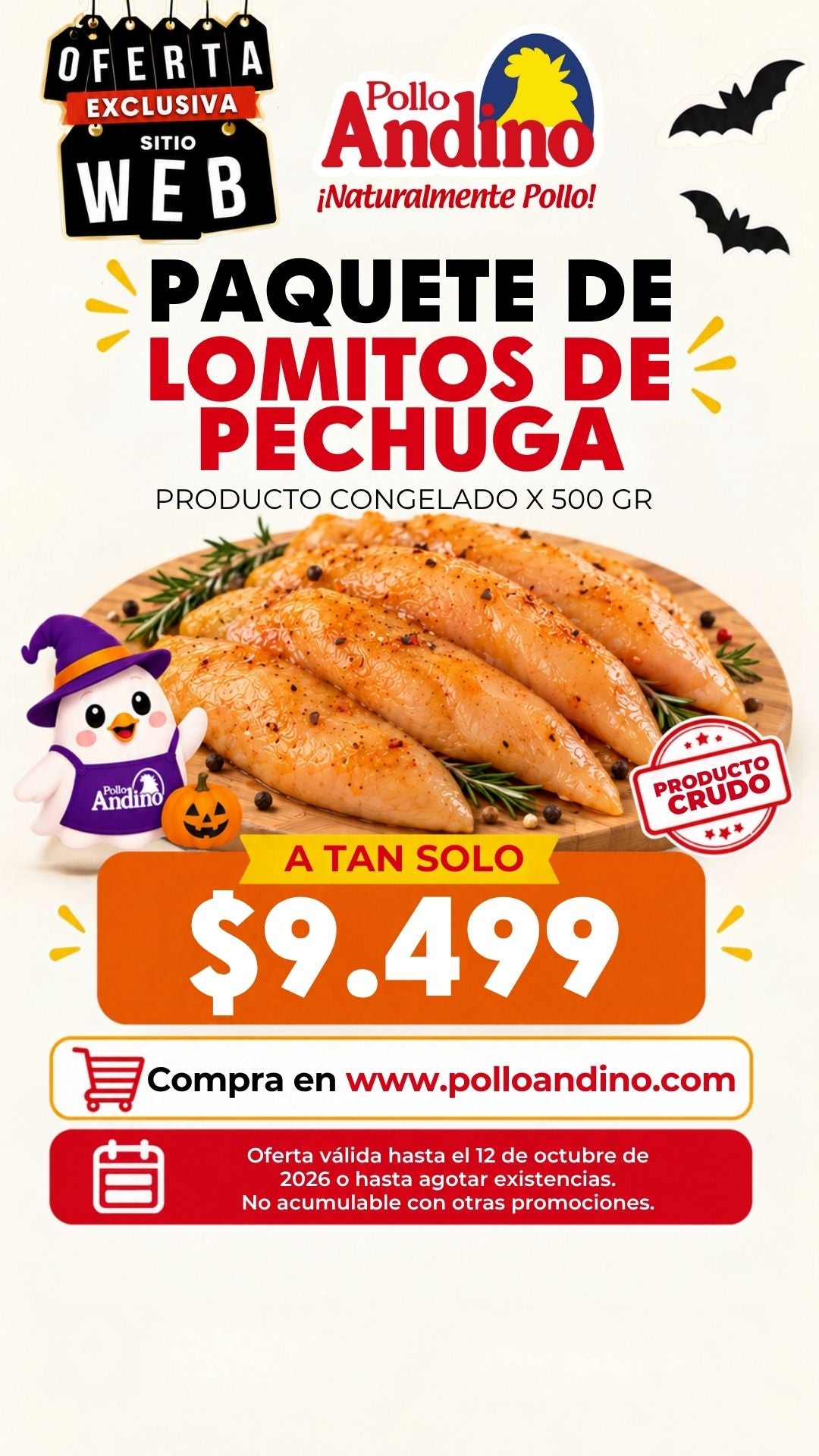 Oferta en lomitos de pechuga congelados paq x 500gr