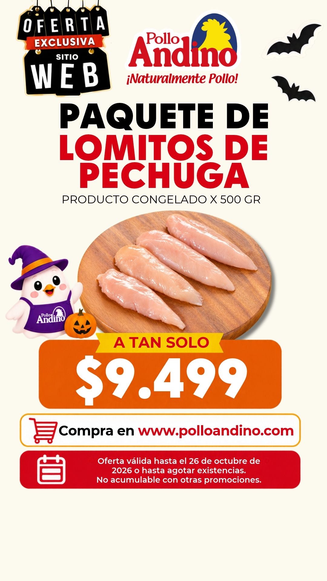 Oferta en lomitos de pechuga congelados paq x 500gr