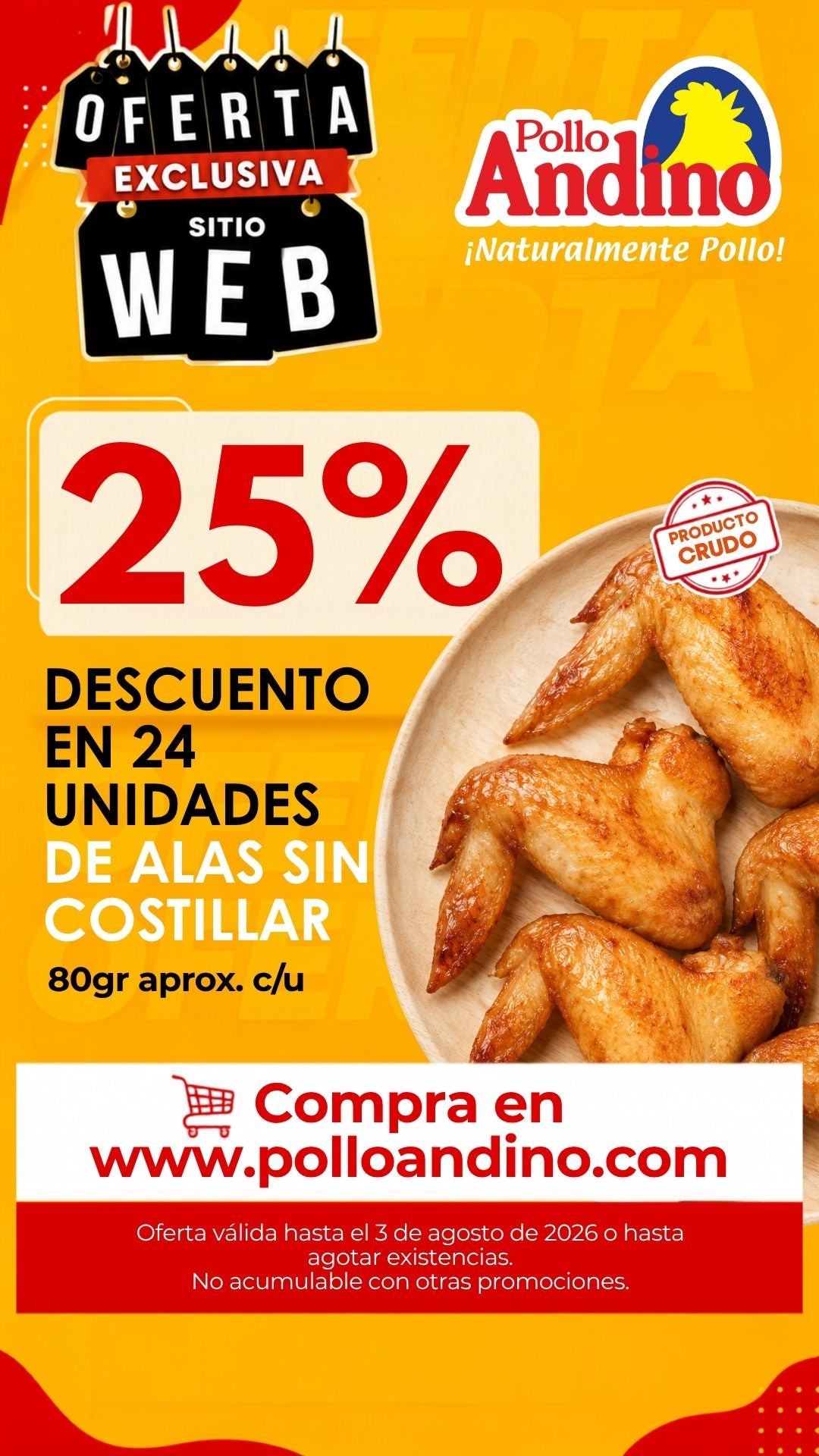 24 ALAS SIN CON EL 25% DE DTO. (80gr aprox. c/u)