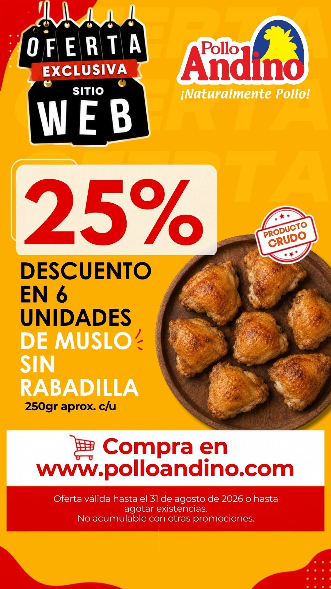 6 Muslos con el 25% de dto. (250gr aprox. c/u)