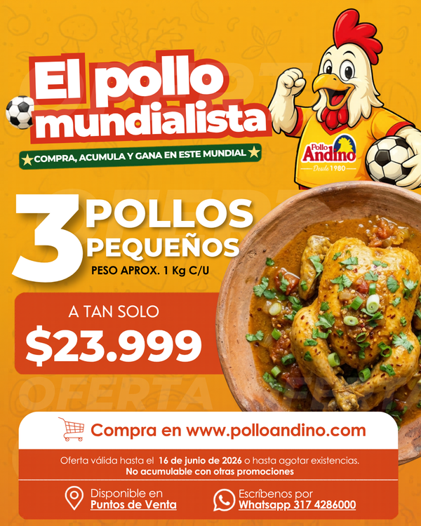 OFERTA 3 POLLOS PEQUEÑOS ENTEROS 1 KG APROX. C/U