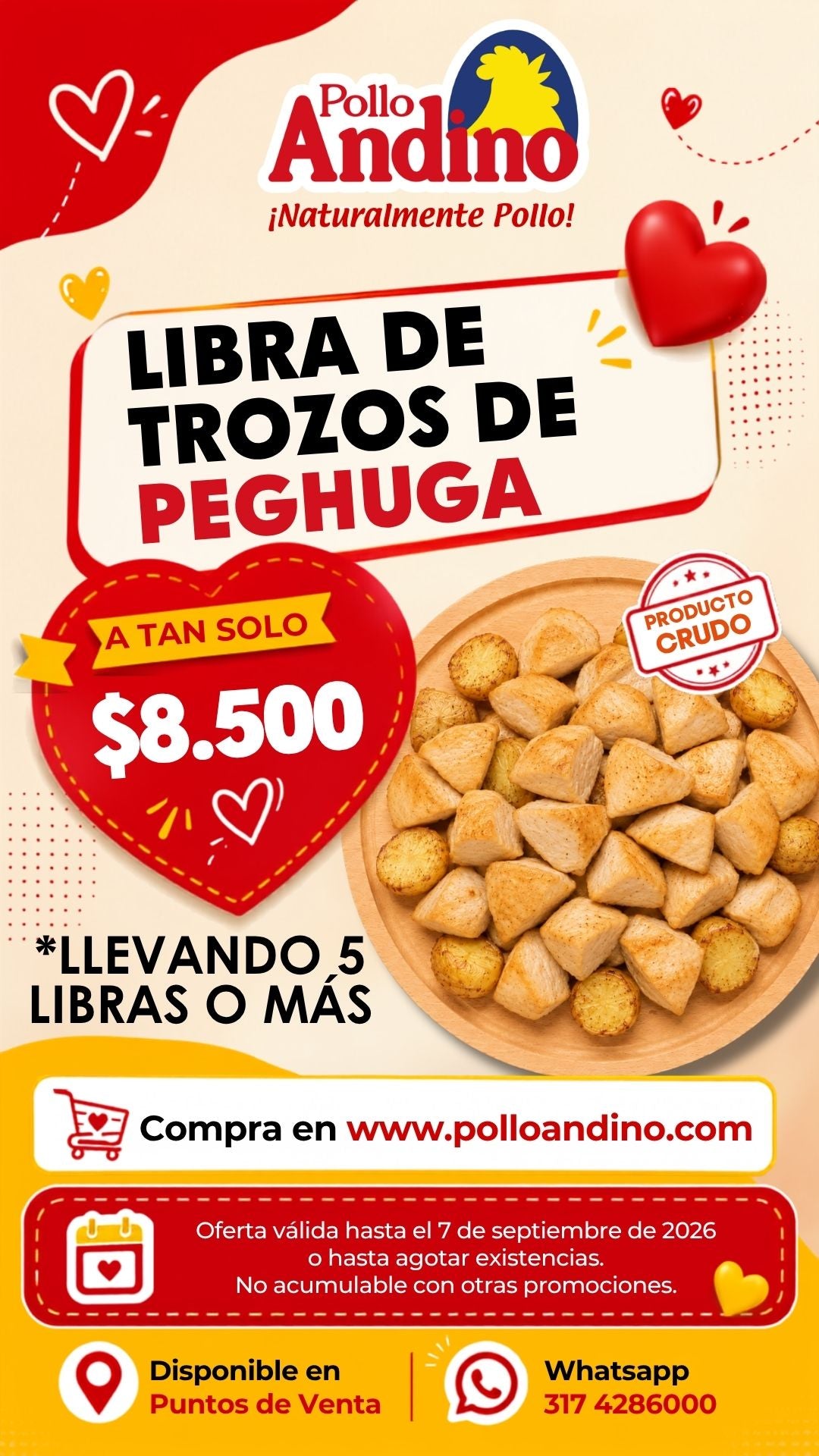 Oferta de trozos de pechuga x 5 libras