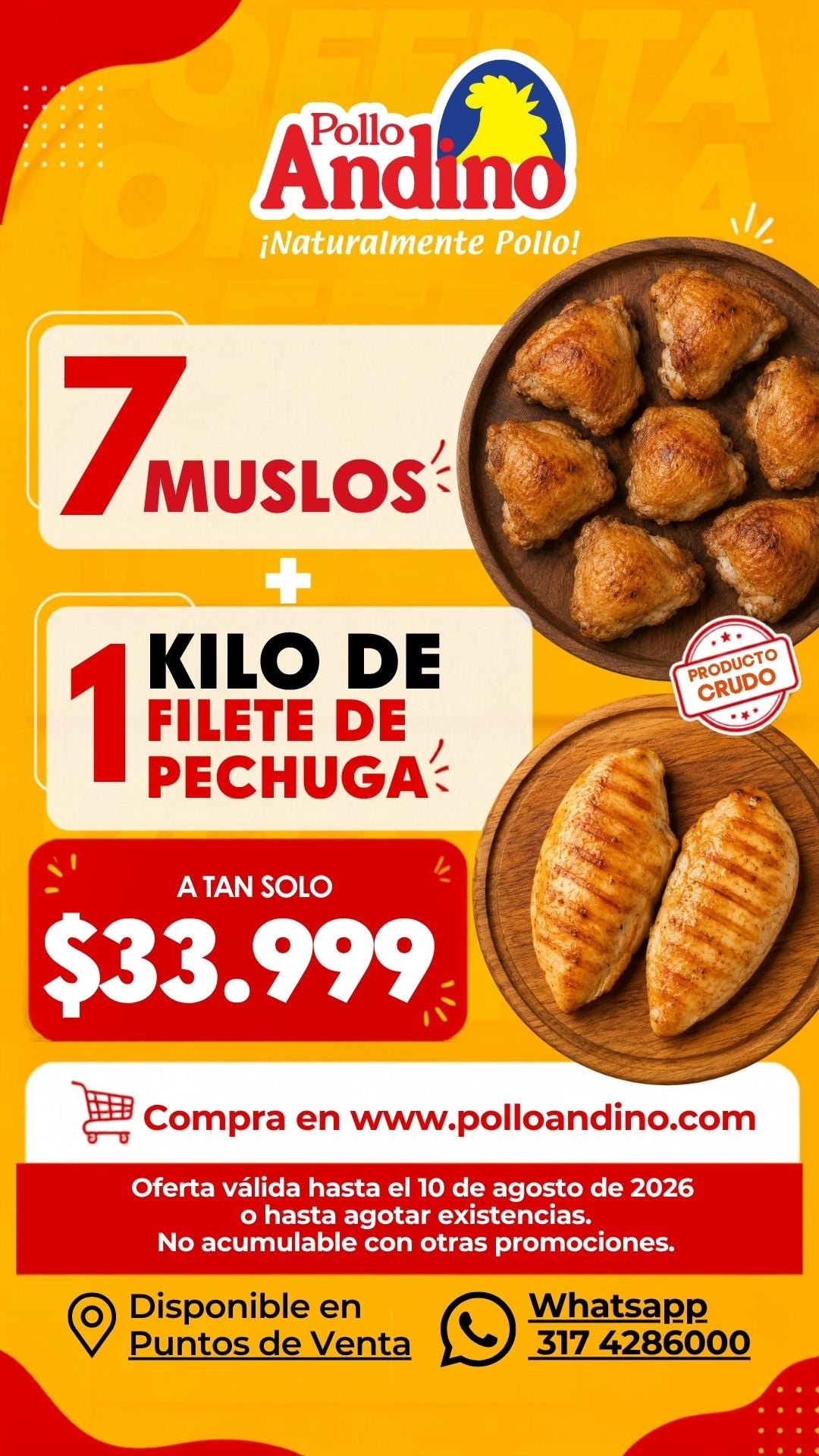 Super oferta 1 kilo de filete + 7 muslos