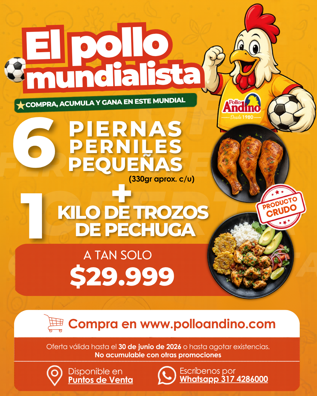 Super oferta 6 piernas perniles (330gr aprox. c/u) + 1 kilo de trozos