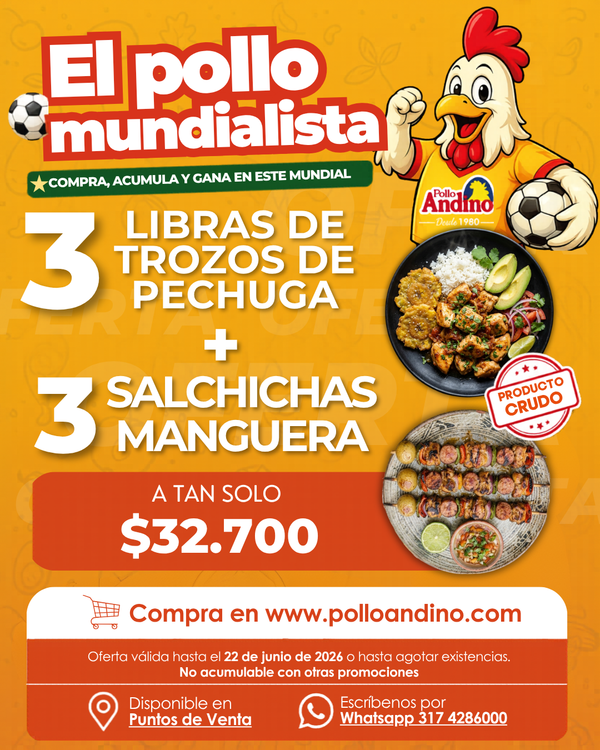 Super oferta 3 libras de trozos de pechuga + 2 und de salchicha